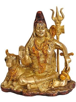 6" Lord Shiva with Yoga Danda In Brass | Handmade | Made In India