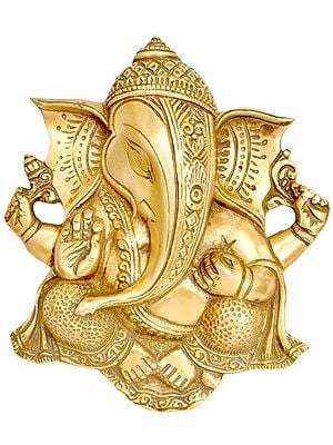 8" Lord Ganesha Wall Hanging (Flat Statue) In Brass | Handmade | Made In India