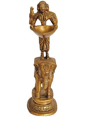 6" Deeplakshmi In Brass | Handmade | Made In India