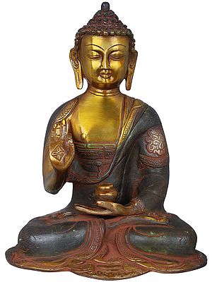 10" Tibetan Buddhist Preaching  Buddha In Brass | Handmade | Made In India