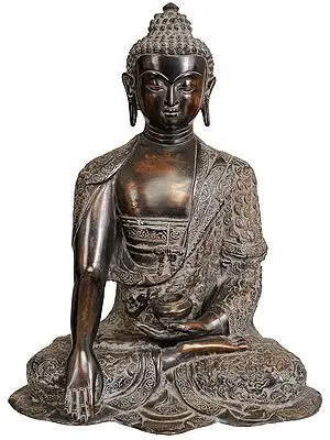 13" Lord Buddha in Bhumisparsha Mudra (Tibetan Buddhist) In Brass | Handmade | Made In India