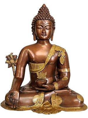 17" Large Size Medicine Buddha (Tibetan Buddhist Deity) In Brass | Handmade | Made In India