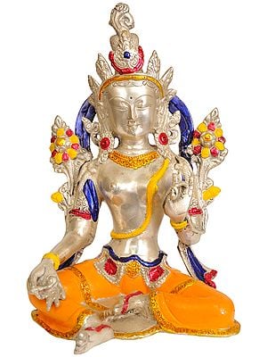 10" Goddess Green Tara (Tibetan Buddhist Deity) In Brass | Handmade | Made In India
