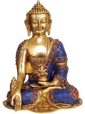 9" The Medicine Buddha (Tibetan Buddhist Deity) In Brass | Handmade | Made In India