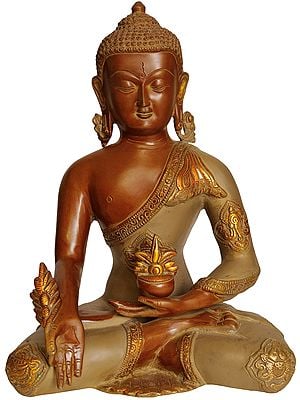 12" The Medicine Buddha In Brass | Handmade | Made In India