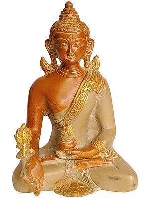 6" The Medicine Buddha (Tibetan Buddhist Deity) In Brass | Handmade | Made In India