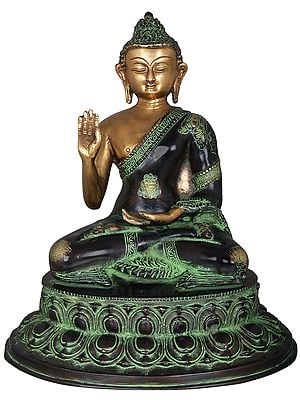 13" Lord Buddha Granting Abhaya - Tibetan Buddhist In Brass | Handmade | Made In India