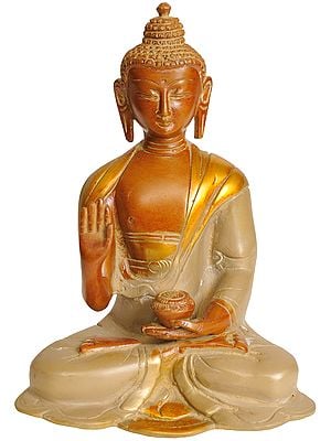 6" Lord Buddha In Abhaya Mudra In Brass | Handmade | Made In India