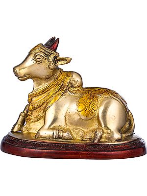 4" Nandi Statue - The Vehicle of Lord Shiva | Handmade Brass Idols
