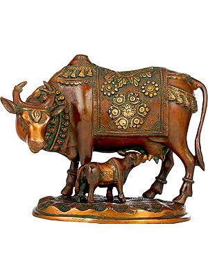 8" Cow and Calf - Most Sacred Animal of India In Brass | Handmade | Made In India