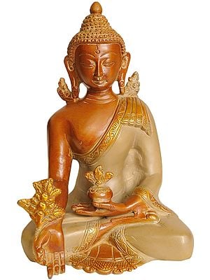 7" The Medicine Buddha (Tibetan Buddhist Deity) In Brass | Handmade | Made In India