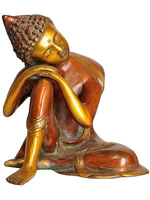 6" Thinking Buddha In Brass | Handmade | Made In India