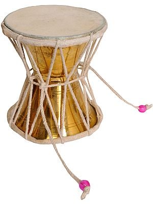 5" Shiva's Damaru (Pellet Drum) In Brass | Handmade | Made In India