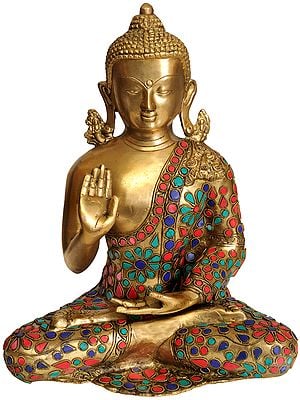 11" Lord Buddha In Abhaya Mudra In Brass | Handmade | Made In India