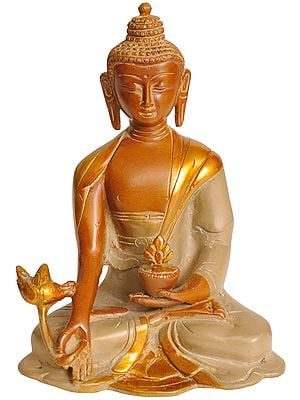 6" Medicine Buddha Sculpture in Brass | Handmade | Made in India