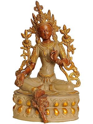 14" Goddess Green Tara (Tibetan Buddhist Deity) In Brass | Handmade | Made In India