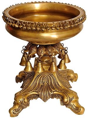 Urli Bowl with Hanging Bells and Ghungroos