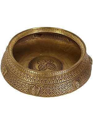 Large Size Ritual Bowl with OM MANI PADME HUME and Vishva Vajra