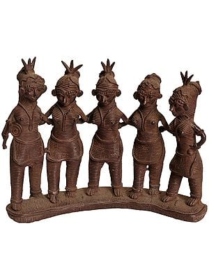 6" Tribal Group Dance In Brass | Handmade | Made In India