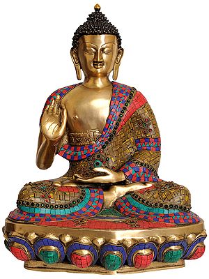19" Lord Buddha Preaching His Dharma In Brass | Handmade | Made In India