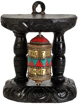 Tibetan Buddhist Enshrined Prayer Wheel