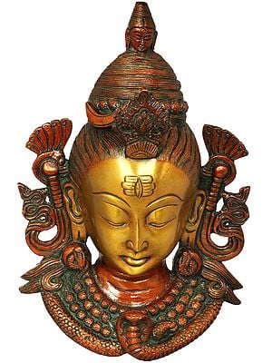 10" Gangadhara Shiva Wall Hanging Mask In Brass | Handmade | Made In India