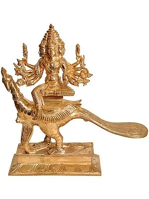 Six Headed Karttikeya (Murugan) Seated on Peacock
