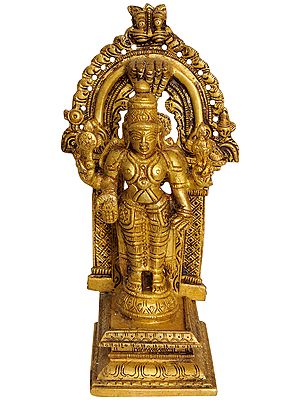 6" Brass Bhagawan Vishnu Idol | Handmade | Made in India