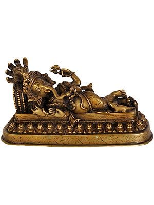 Reclining Ganesha with Five-Hooded Serpent Over the Head