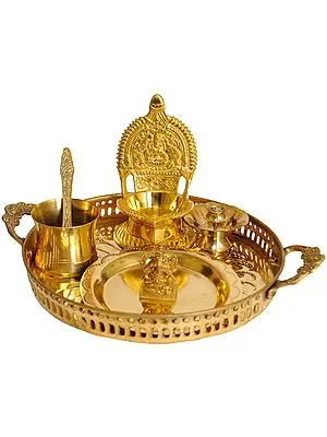 Lord Ganesha Puja Thali with Lakshmi Ji Diya
