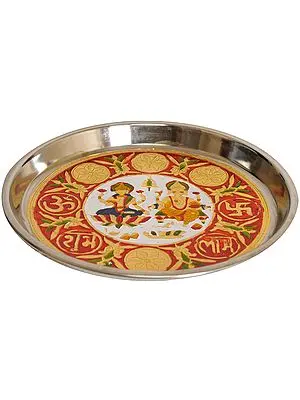 Lakshmi Ganesha  Puja Thali with Auspicious Shubh Labh
