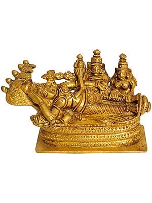 2" Sheshshayi Vishnu Statue with Lakshmi and BhuDevi in Brass | Handmade | Made in India