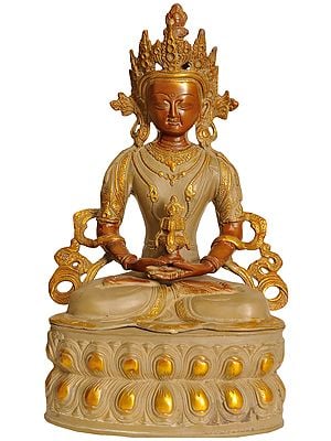 14" Amitabha Buddha In Brass | Handmade | Made In India