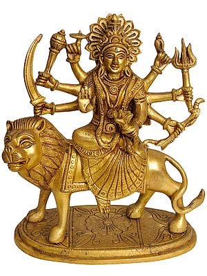 7" Ashtabhuja-Dhari Devi Durga In Brass | Handmade | Made In India