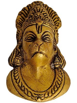 5" Lord Hanuman Wall-Hanging Mask In Brass | Handmade | Made In India