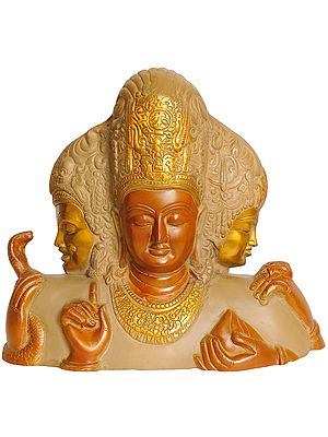 9" Trimurti From Elephanta (Brahma, Vishnu and Mahesha) In Brass | Handmade | Made In India