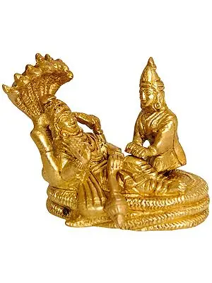 Lord Vishnu and Lakshmi Ji Seated on Sheshnag (Small Statue)