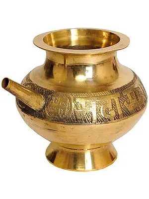 4" Karva Chauth Kettle (Written with Sada Suhagan) in Brass | Handmade | Made in India