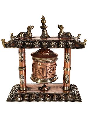 Tibetan Buddhist Enshrined Prayer Wheel