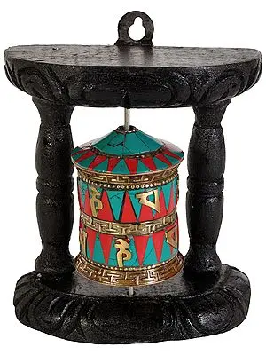 Tibetan Buddhist Enshrined Prayer Wheel