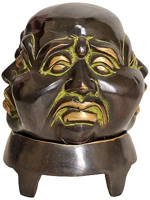 4" Laughing Buddha Head Table Piece In Brass | Handmade | Made In India