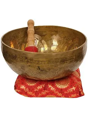 Tibetan Buddhist Singing Bowl Inside The Images of Five Dhyani Buddhas
