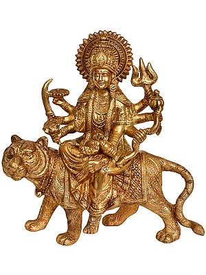 8" Goddess Durga Brass Sculpture | Handmade | Made in India