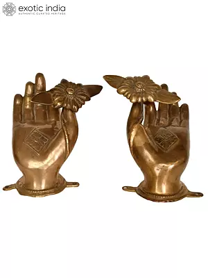 6" lessing Lotus Hands of Buddha Door Knob In Brass | Handmade | Made In India