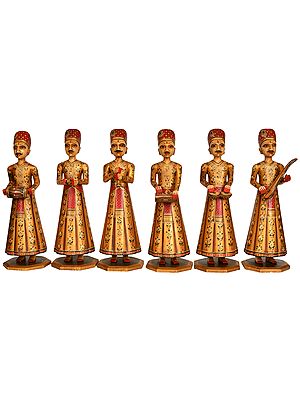 Group of Rajasthani Musician Men (Set of Six Statues)