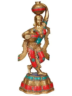 27" Krishna's Gopi In Brass | Handmade | Made In India