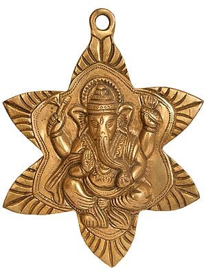 7" Star Ganesha Wall Hanging in Brass | Handmade | Made in India