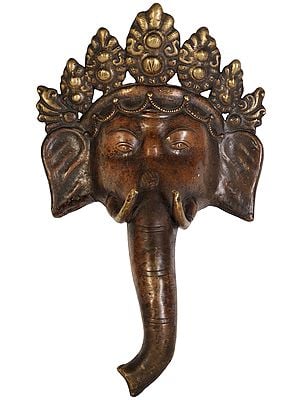 8" Lord Ganesha Wall Hanging Mask In Brass | Handmade | Made In India