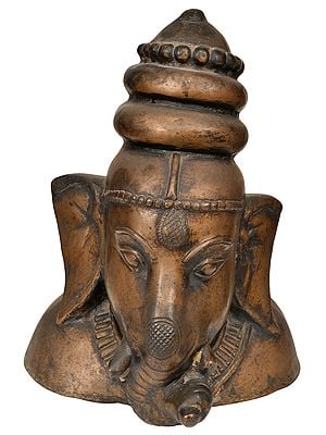 12" Lord Ganesha Bust In Brass | Handmade | Made In India