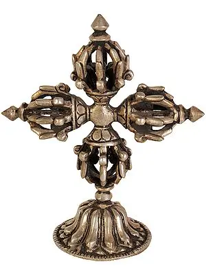 Tibetan Buddhist Double Dorje (Vishva Vajra) on Stand